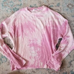 H&M pink tye dye style fuzzy long sleeve top
